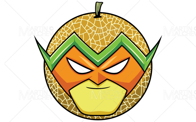 Meloen Superheld Mascotte Vectorillustratie