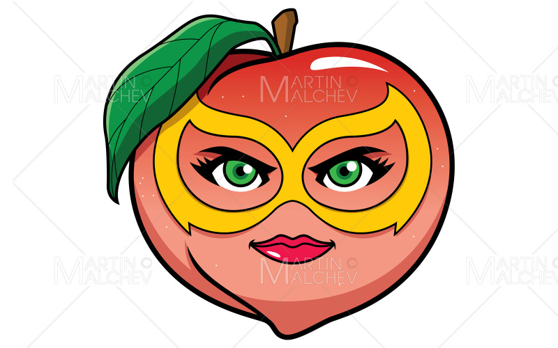 Pfirsich-Superheld-Maskottchen-Vektor-Illustration