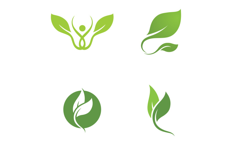 Bladgroen Logo Vector Natuurelementen V43
