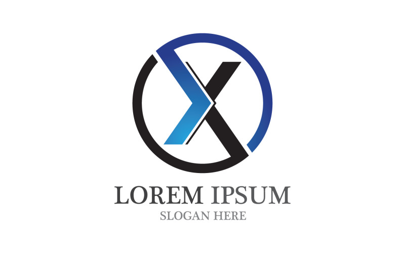 X lettera Logo Business Vector Cross V10