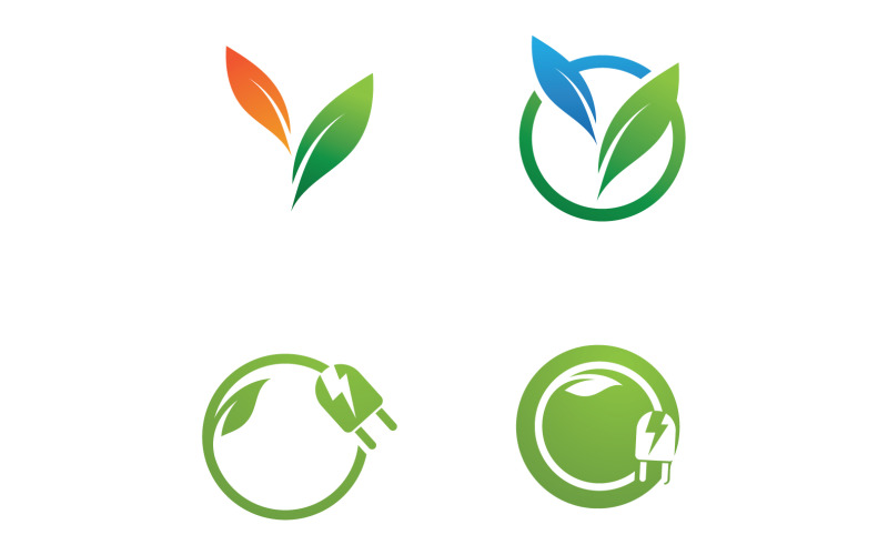 Еко лист зеленої енергії логотип вектор V45