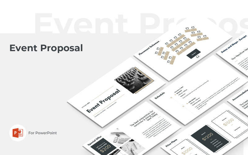 Plantilla de presentación de PowerPoint para propuesta de evento
