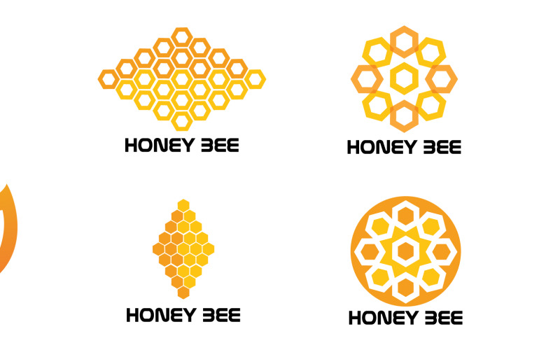 Bee Logo a nido d'ape animale vettore V25