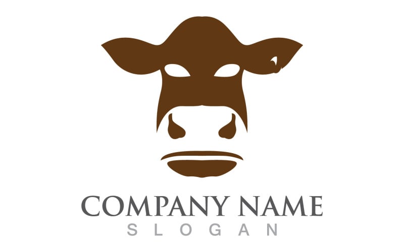 Logo animale della mucca e vettore di simbolo V7