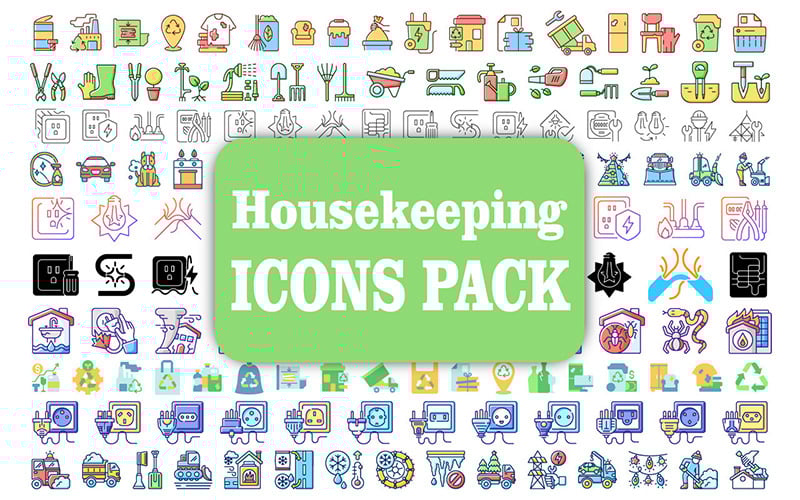 Temizlik simgeler paketi. Farklı vektör stillerinde 22 simge seti