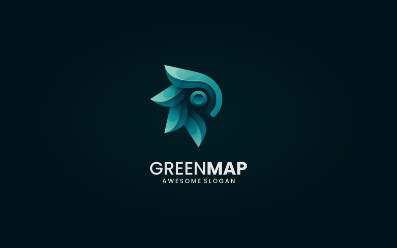 Groene Kaarten Gradiënt Logo Stijl