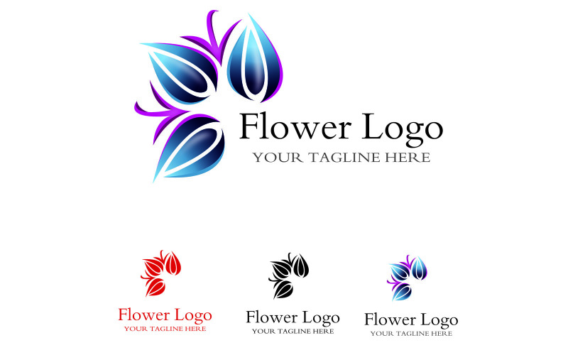 Květinové Logo Modrý Květ Logo Šablona