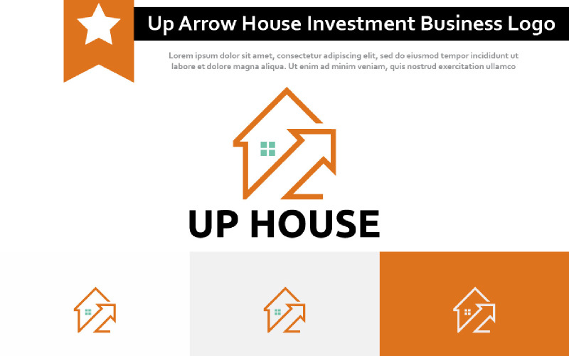 Flèche vers le haut Maison Immobilier Bâtiment Investissement Logo d'entreprise