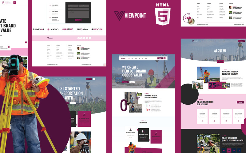Modèle de site Web HTML5 pour l'arpentage et la cartographie de Viewpoint