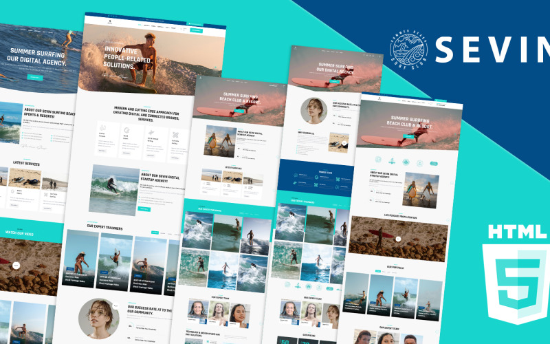 Modèle de site Web HTML5 pour le surf et les sports nautiques Sevin