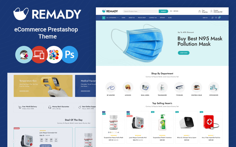 Remady - Gyógyszertár, Drogéria PrestaShop téma