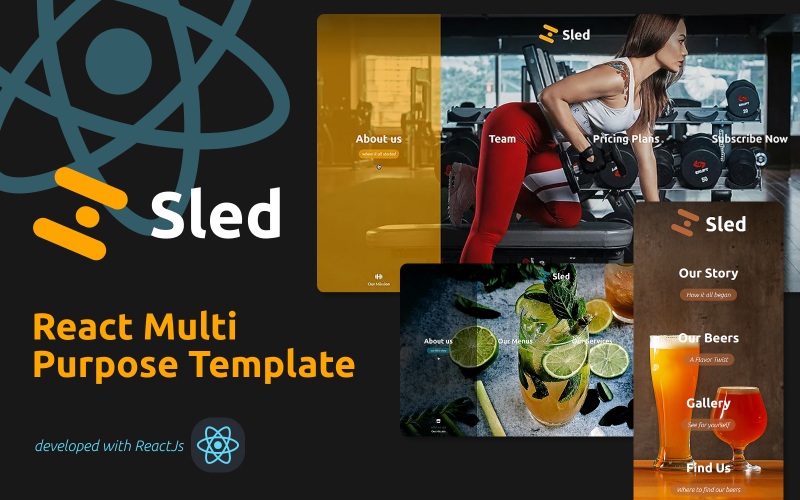 Sled | React Website template for Florist, Halloween, Gym, Restaurant, Bar and Multipurpose Template