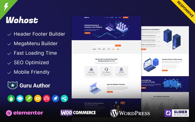 Wohost - Thème WordPress d'hébergement Web