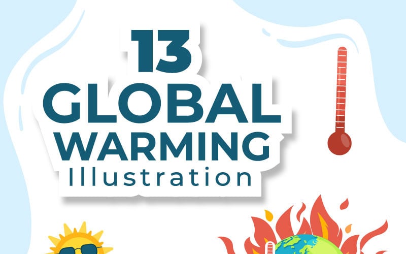 13 ilustración de dibujos animados de calentamiento global