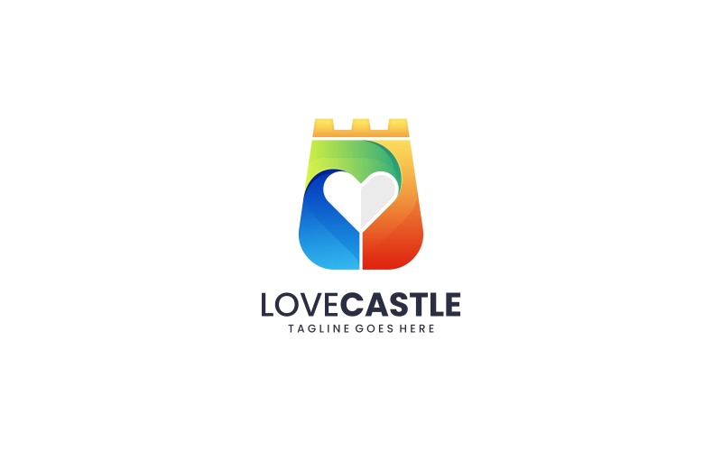 Logotipo colorido gradiente do castelo do amor