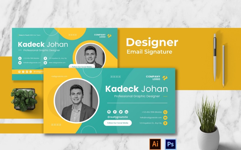 Modello di firma e-mail per designer grafico