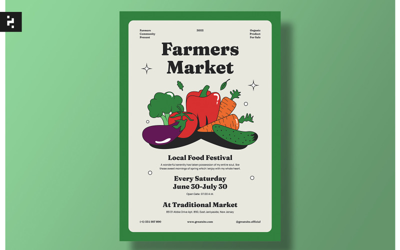 Volantino del negozio del mercato degli agricoltori