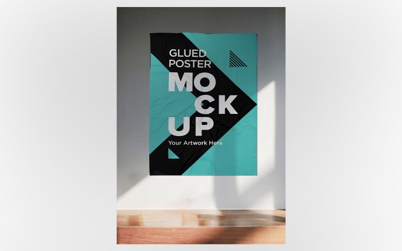 Glued Poster Mock up Crumpled & Shadow Overlay