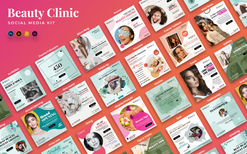 Kit de redes sociales de la clínica de belleza