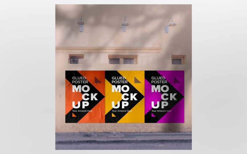 Mockup de Póster Pegado y Mojado con Efecto de Papel Arrugado y Arrugado