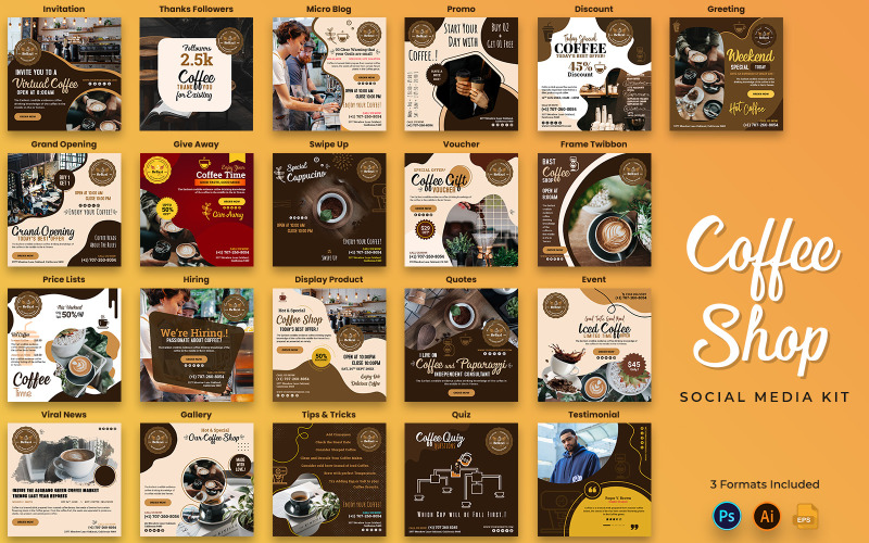 Publicaciones en las redes sociales de la cafetería