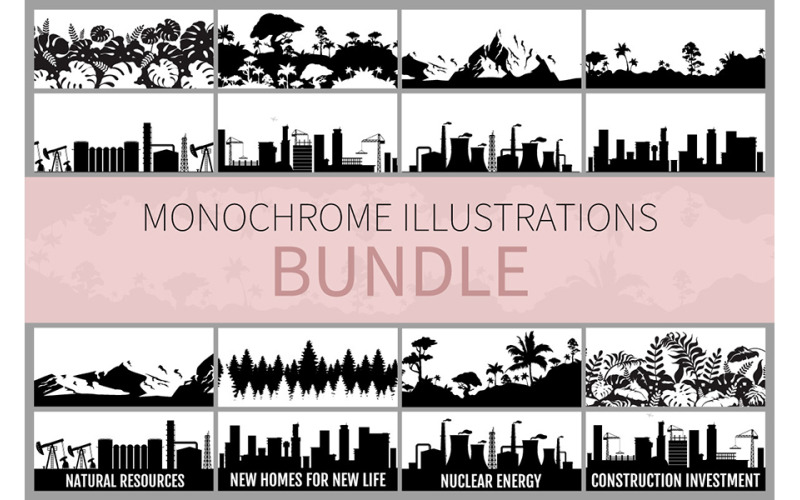 Balíček monochromatických ilustrací