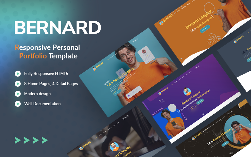 Bernard – Responsieve persoonlijke portfoliosjabloon