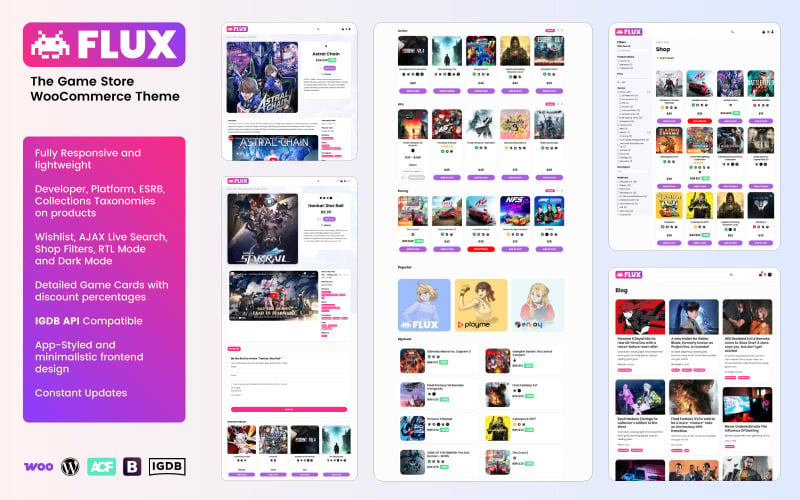 FLUX - 游戏商店 WooCommerce 主题 + RTL