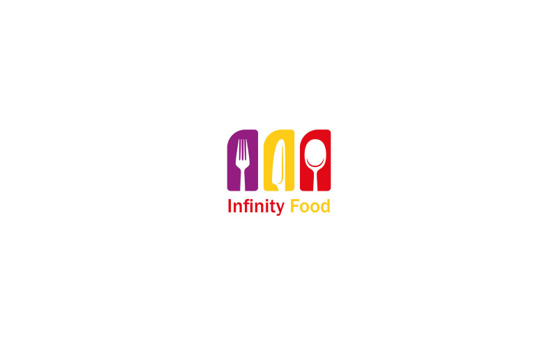 Infinity Food Restaurant Logo Vector Design Moderno Modelo Gráfico Negócios Branco Preto