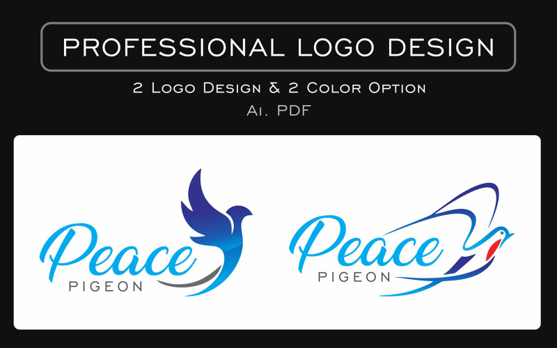 Логотип Peace Pigeon (2 різні логотипи) з кольоровим, чорно-білим