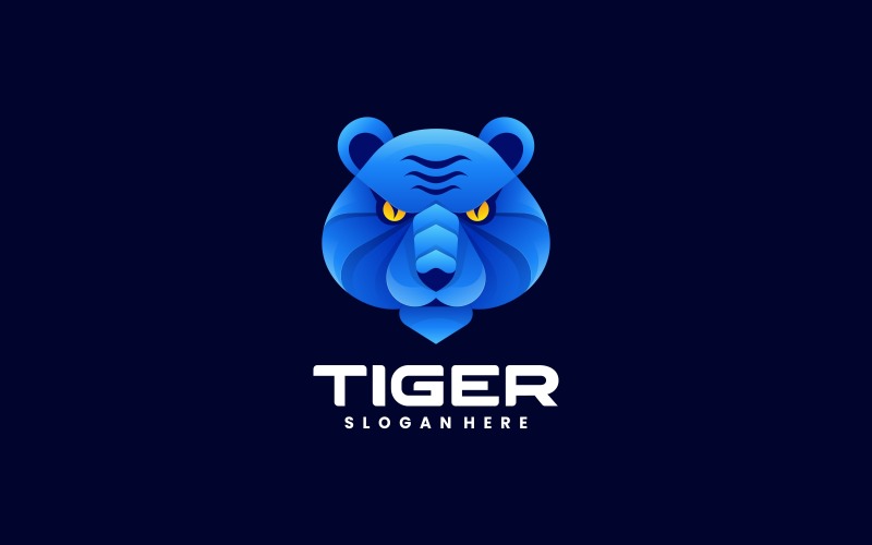 Design de logotipo de gradiente de cabeça de tigre