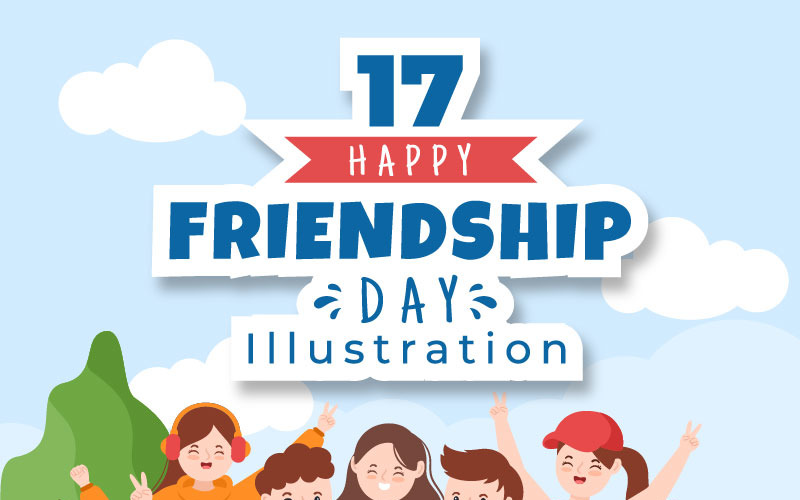 17 Illustration de dessin animé de la journée de l'amitié heureuse