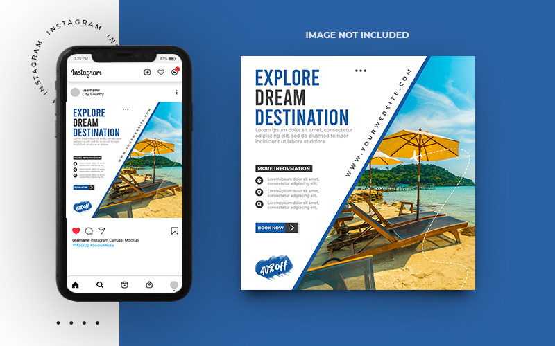 Instagram-Vorlage für Reise- und Reisebüros in den sozialen Medien