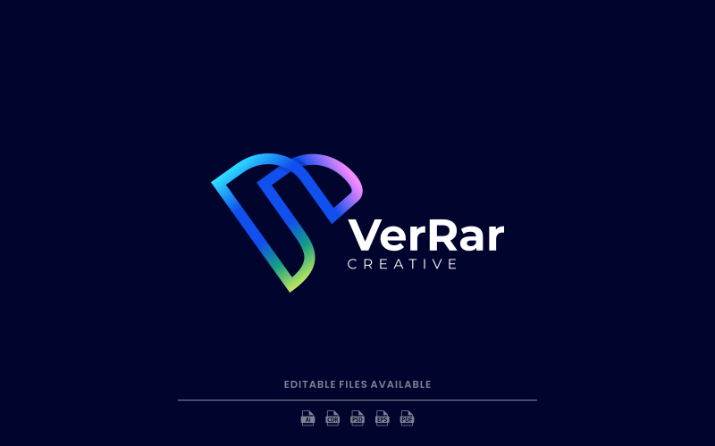 Letter V Line Art Gradient Logo