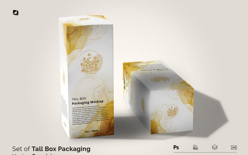 Set Of Tall Box Packaging Mockup