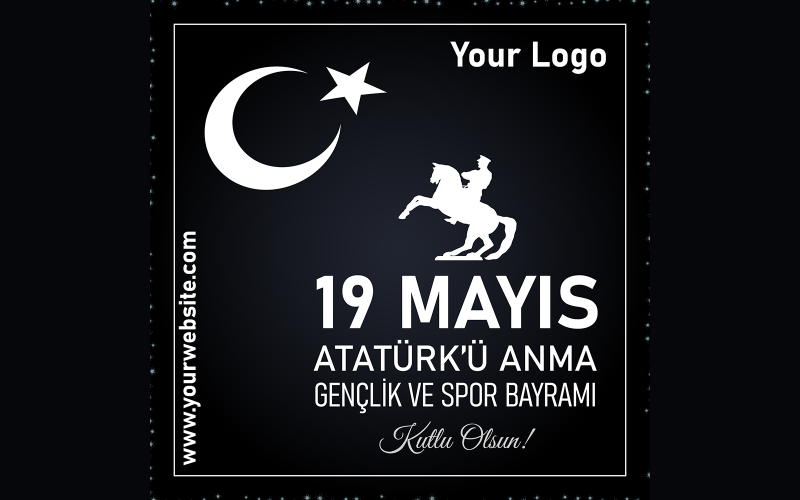 Türkiye Anıtı Atatürk Gençlik Spor Bayramı Sosyal Medya Şablon Çizimi