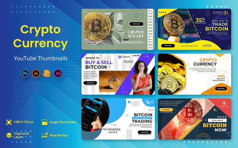 Cryptocurrency NFT Youtube Thumbnails - TemplateMonster