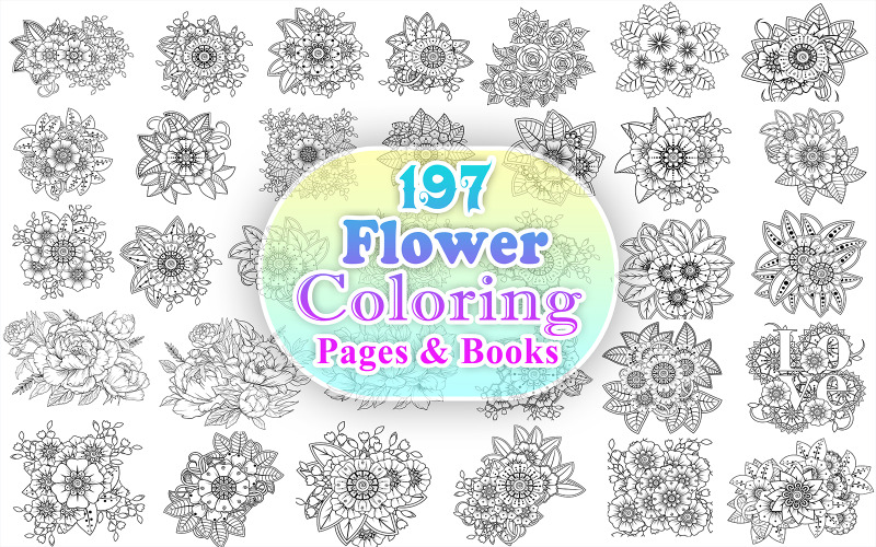 Disegni da colorare di fiori, libro da colorare di fiori