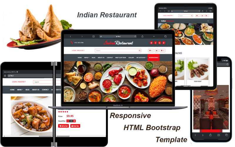 Indisk restaurang - Responsiv HTML Bootstrap-mall