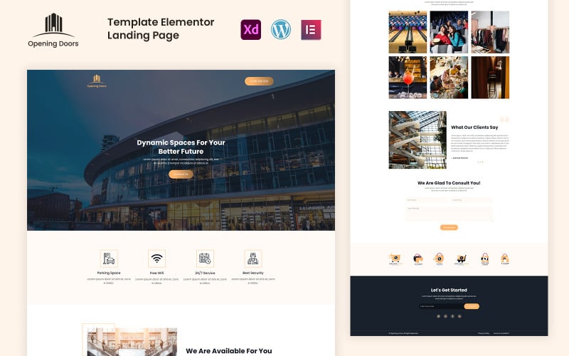 开门 - 购物中心 Elementor 登陆页面