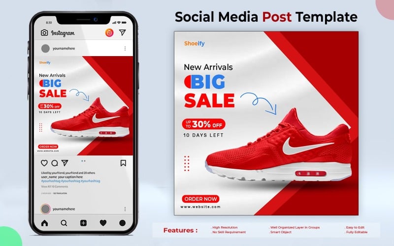 Premium PSD  New collection shoes social media instagram feed post web  banner template