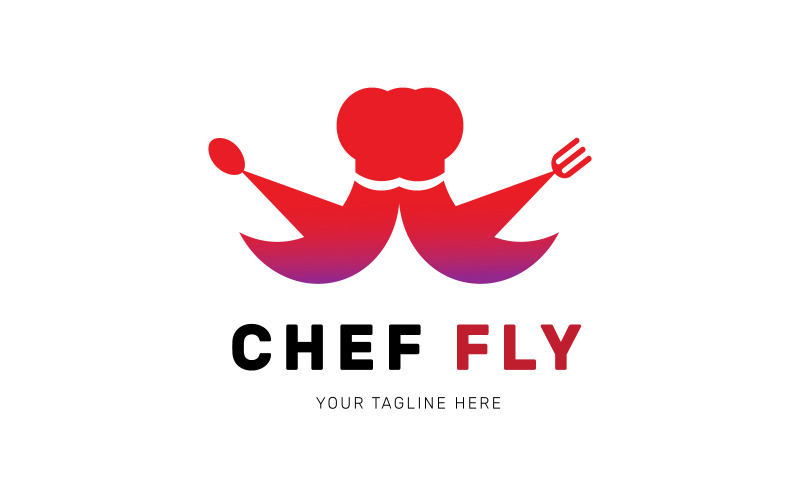 Chef Fly Logo Template Design pour votre entreprise de restauration