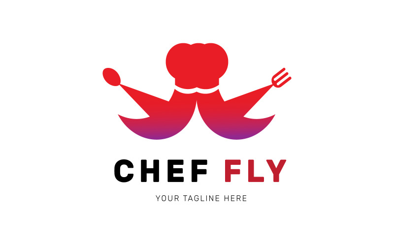 Design de modelo de logotipo Chef Fly para você restaurante