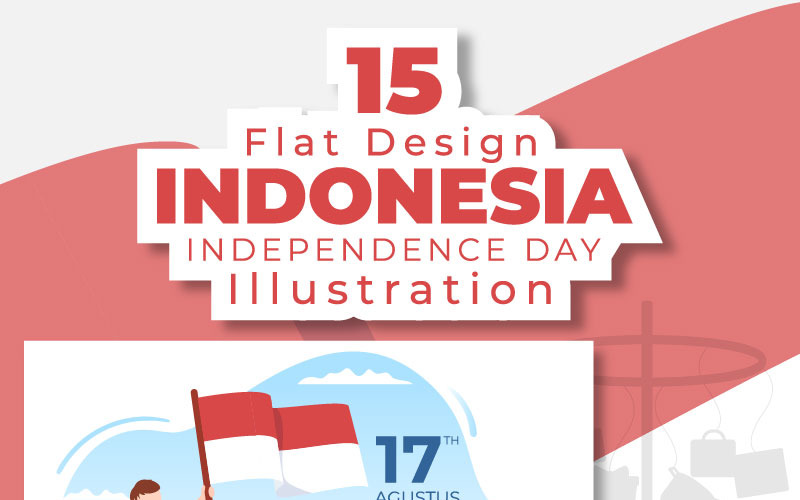 15 Illustrazione del giorno dell'indipendenza dell'Indonesia