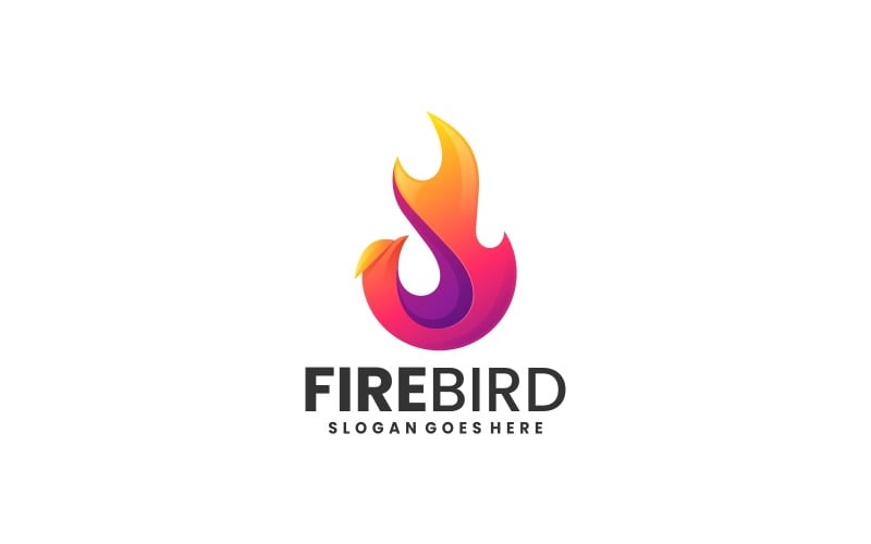 Logotipo colorido degradado de pájaro de fuego