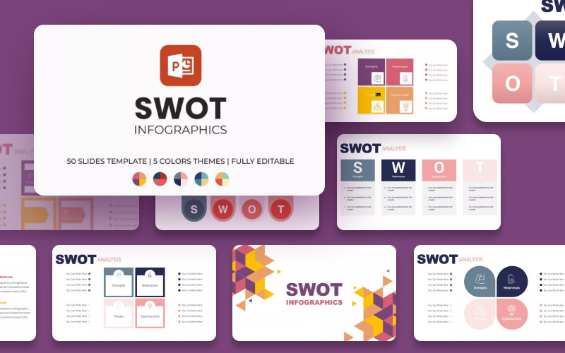 Modelo de Powerpoint SWOT Premium
