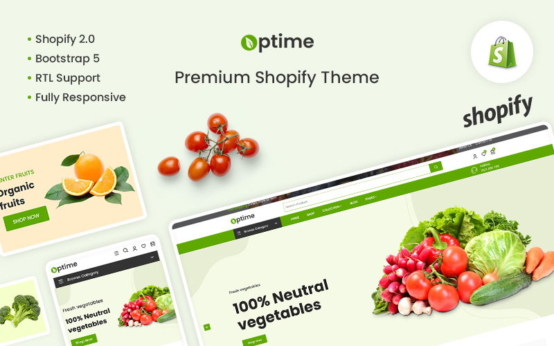Optime – Тема Shopify Premium «Овочі, супермаркети та фрукти».