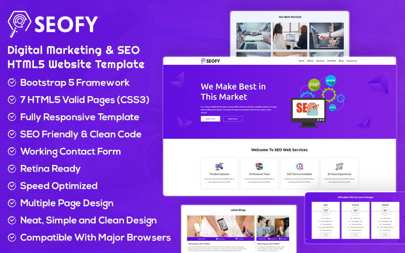 SEOFY - Modèle de site Web HTML5 pour le marketing numérique et le référencement