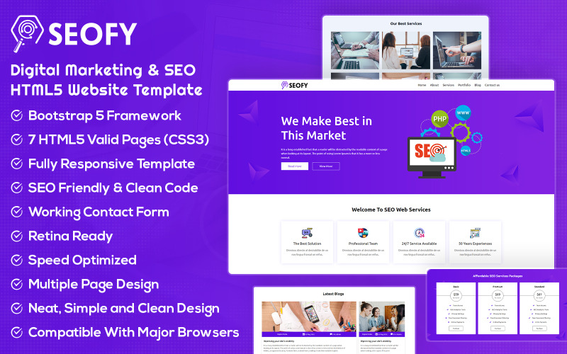 SEOFY - Modello di sito Web HTML5 per marketing digitale e SEO