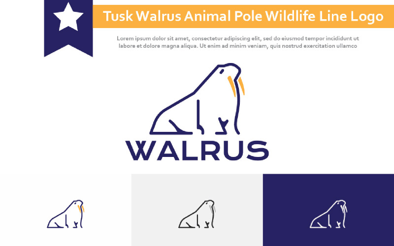 Tusk Mors Zwierząt Słup Wildlife Linia Abstrakcyjne Logo
